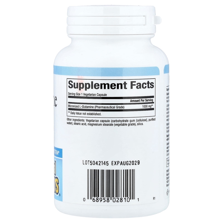 Natural Factors, Микронизированный L-глютамин, 1000 мг, 90 вегетарианских капсул