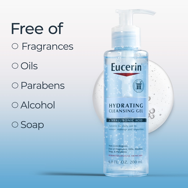 Eucerin, Face, увлажняющий очищающий гель с гиалуроновой кислотой, без отдушки, 200 мл (6,8 жидк. унции)