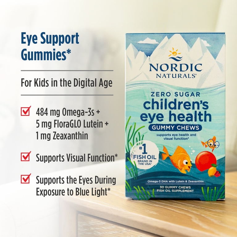 Nordic Naturals, детская жевательная добавка для здоровья глаз, без сахара, от 2 до 12 лет, со вкусом клубничного лимонада, 30 жевательных таблеток