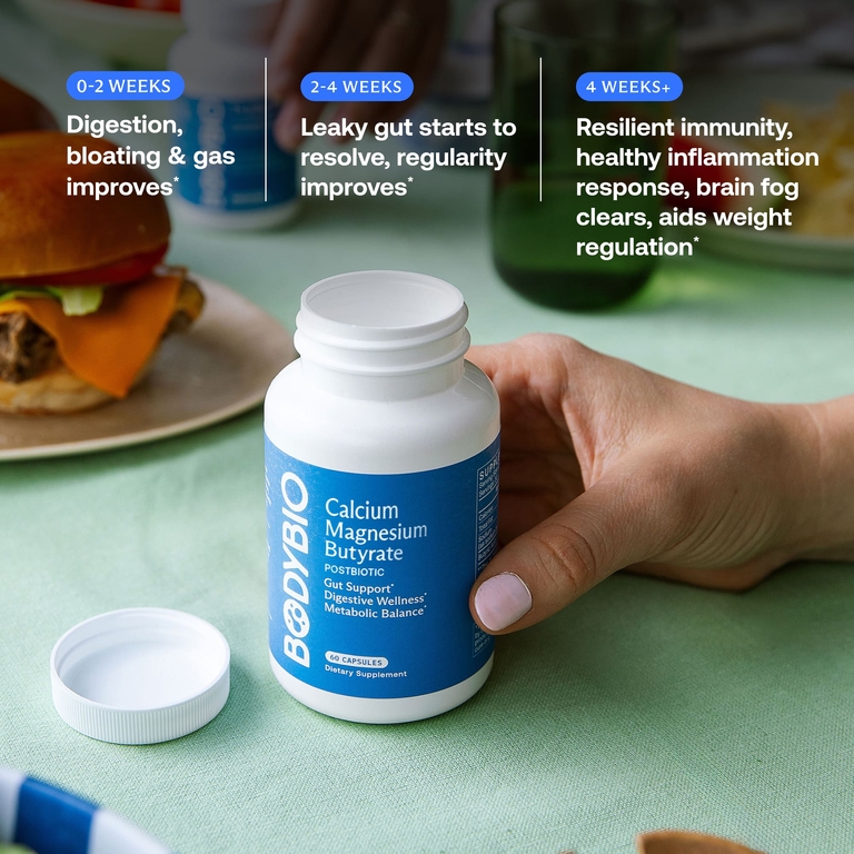 BodyBio, бутират кальция и магния, 100 капсул