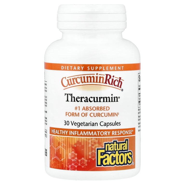 Natural Factors, CurcuminRich®, Theracurmin®, куркумин, 30 вегетарианских капсул (30 мг в 1 капсуле)