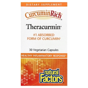 Natural Factors, CurcuminRich®, Theracurmin®, куркумин, 30 вегетарианских капсул (30 мг в 1 капсуле)