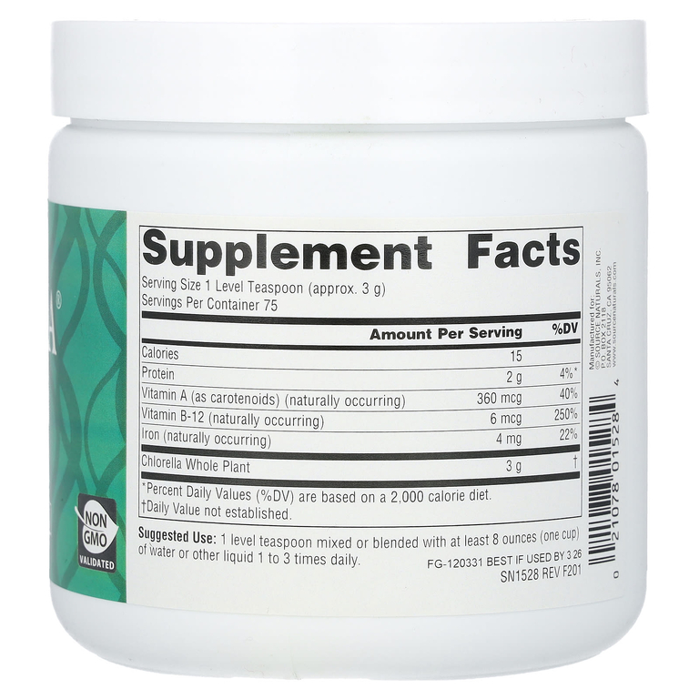Source Naturals, водоросль хлорелла Yaeyama Chlorella®, 226,8 г (8 унций)