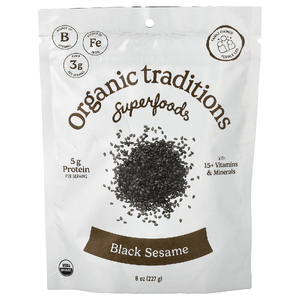 Organic Traditions, Superfoods, черный кунжут, 227 г (8 унций)