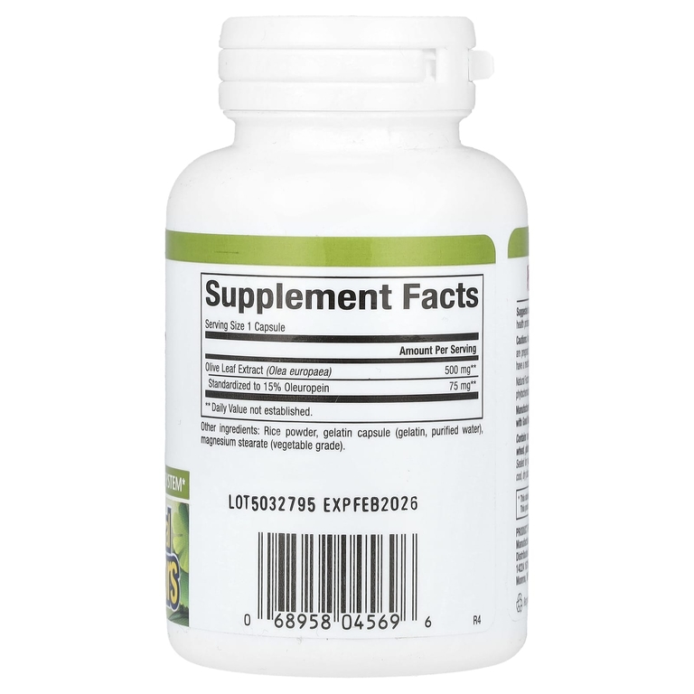 Natural Factors, HerbalFactors, листья оливкового дерева, 500 мг, 60 капсул