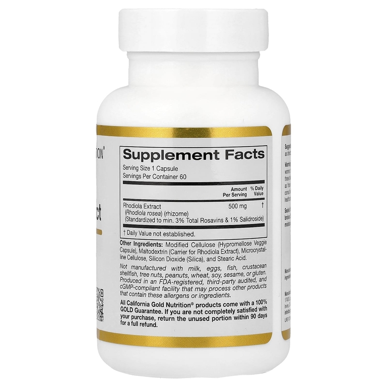 California Gold Nutrition, экстракт родиолы, 500 мг, 60 вегетарианских капсул