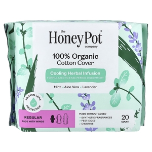 The Honey Pot Company, органический охлаждающий травяной настой, подушечки с крылышками, обычные, 20 шт.