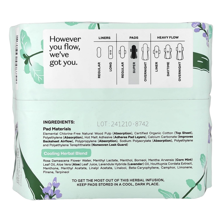 The Honey Pot Company, прокладки с крылышками из 100% органического хлопка, супер, 16 шт.