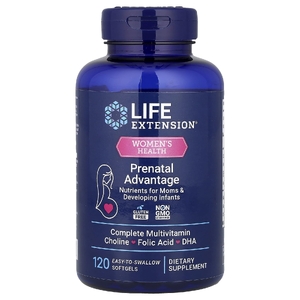 Life Extension, Women's Health, Prenatal Advantage, комплекс для беременных, 120 капсул, которые легко глотать