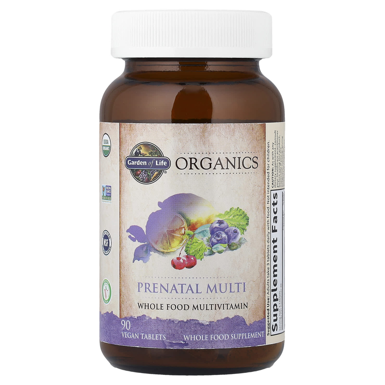 Garden of Life, Organics, пренатальные мультивитамины, 90 веганских таблеток