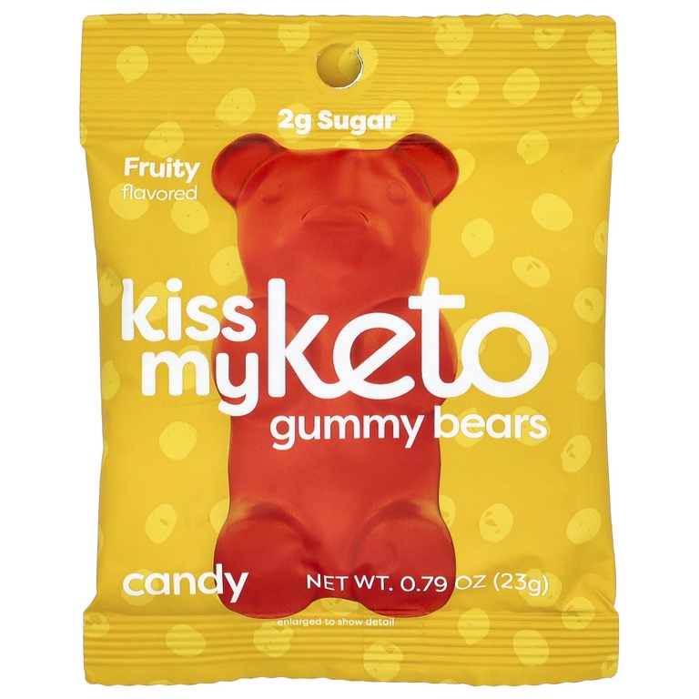Kiss My Keto, кетогенные жевательные мишки, с фруктовым вкусом, 12 пакетиков по 23 г (0,79 унции) (Товар снят с продажи) 