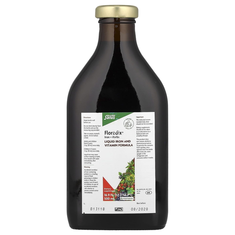 Floradix, Floradix, железо и травы, 500 мл (17 жидк. унц.)