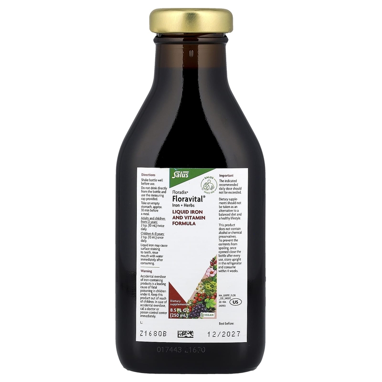 Floradix, Floravital® Iron + Herbs, 250 мл (8,5 жидк. Унции)
