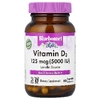 Bluebonnet Nutrition, витамин D3, 125 мкг (5000 МЕ), 60 вегетарианских капсул