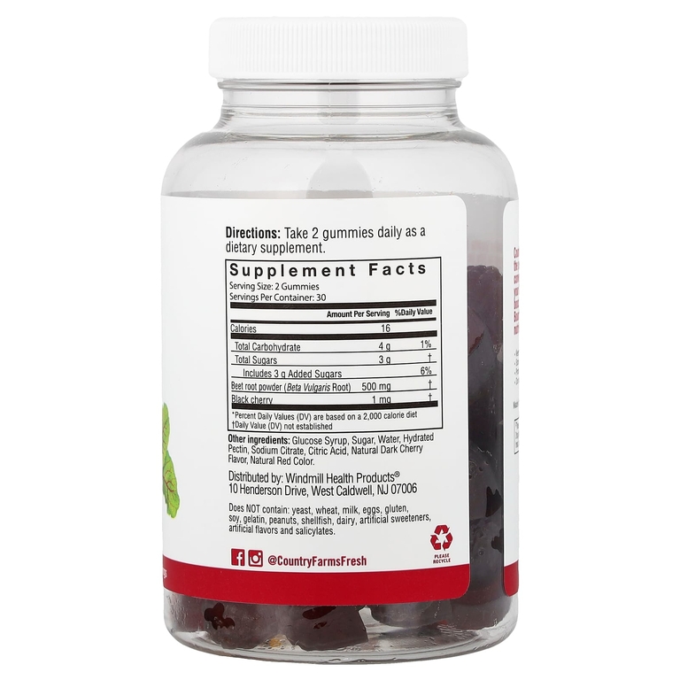 Country Farms, Bountiful Beets, экстракт цельной свеклы, 60 жевательных таблеток