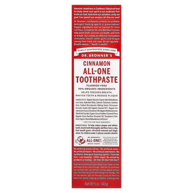 Dr. Bronner's, All-One Toothpaste, корица, 140 г (5 унций)