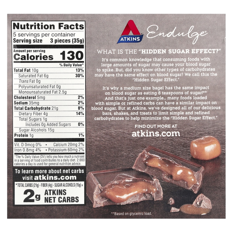 Atkins, Treat, молочный шоколад и карамель, 15 шт., 11,5 г (0,41 унции)