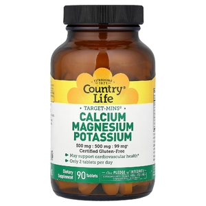 Country Life, Target-Mins®, кальций, магний и калий, 90 таблеток