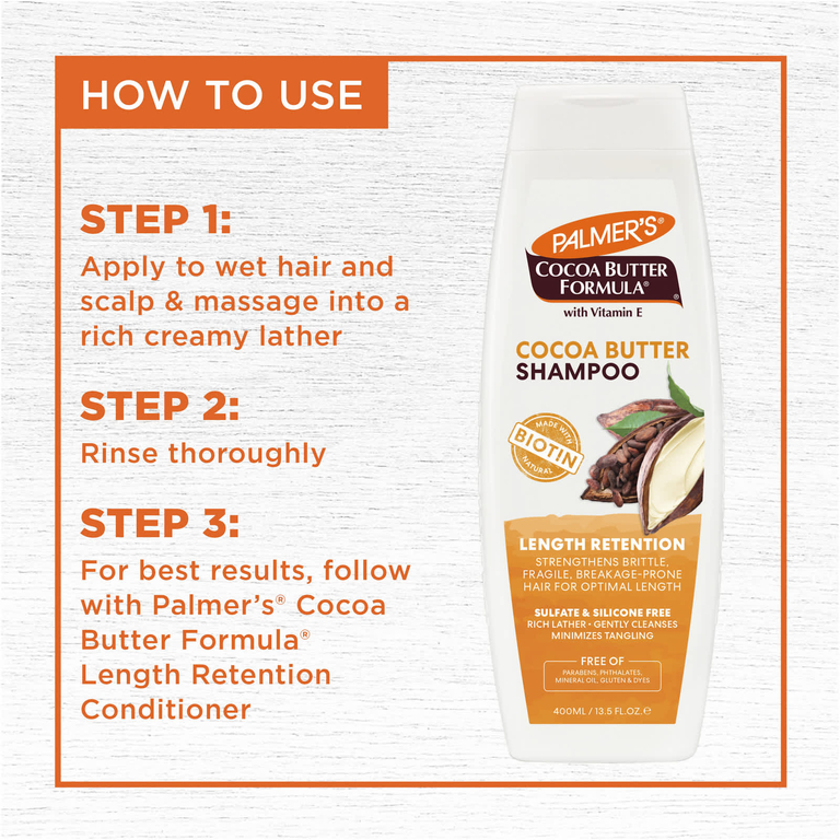 Palmer's, Cocoa Butter Formula, с витамином Е, шампунь для укрепления волос, 400 мл (13,5 жидк. унции)