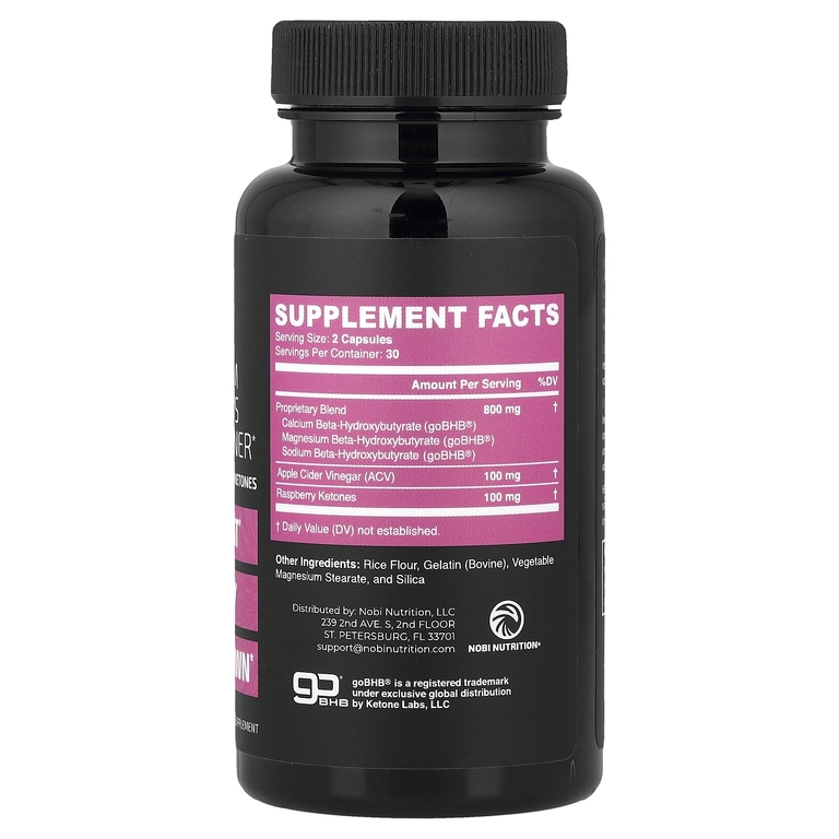 Nobi Nutrition, Жиросжигатель премиум-класса с кетонами малины для женщин, 60 капсул