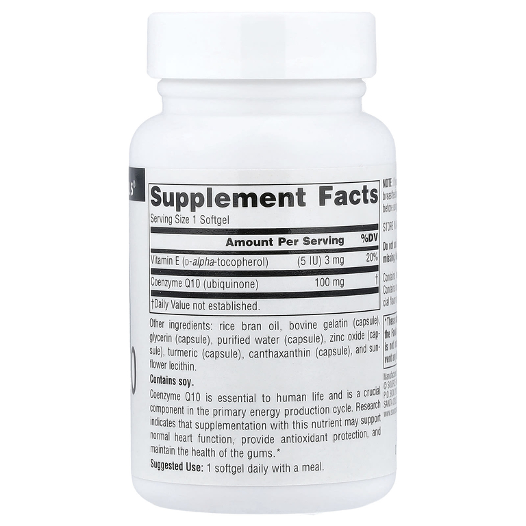 Source Naturals, коэнзим Q10, 100 мг, 60 мягких таблеток