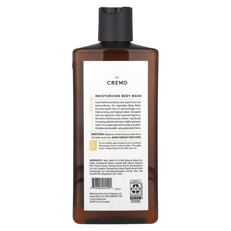 Cremo, All Season, гель для душа, № 8, бурбон и дуб, 473 мл (16 жидк. унц.)