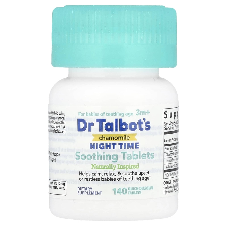 Dr. Talbot's, успокаивающие таблетки с ромашкой для приема перед сном, от 3 мес, 140 быстрорастворимых таблеток