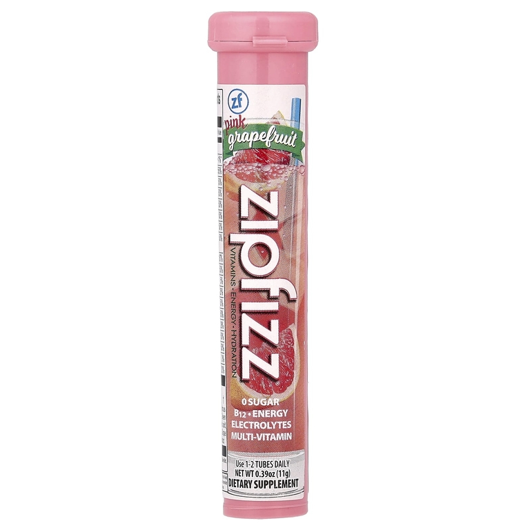 Zipfizz, Энергетическая смесь для здорового спорта с витамином B12, розовый грейпфрут, 20 тюбиков по 11 г (0,39 унции)