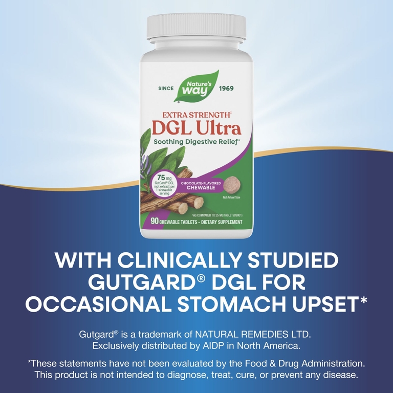 Nature's Way, DGL Ultra, с шоколадным вкусом, 90 жевательных таблеток