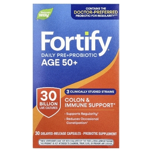Nature's Way, Fortify, ежедневная пре-добавка с пробиотиком, для взрослых 50+, 30 капсул с отсроченным высвобождением