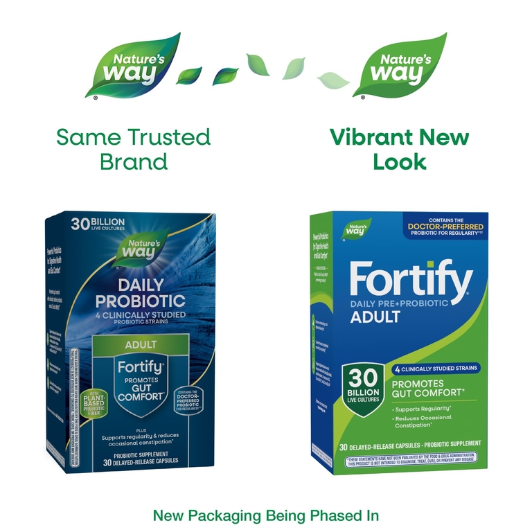 Nature's Way, Fortify®, ежедневные пребиотики и пробиотики, для взрослых, 30 капсул с отсроченным высвобождением