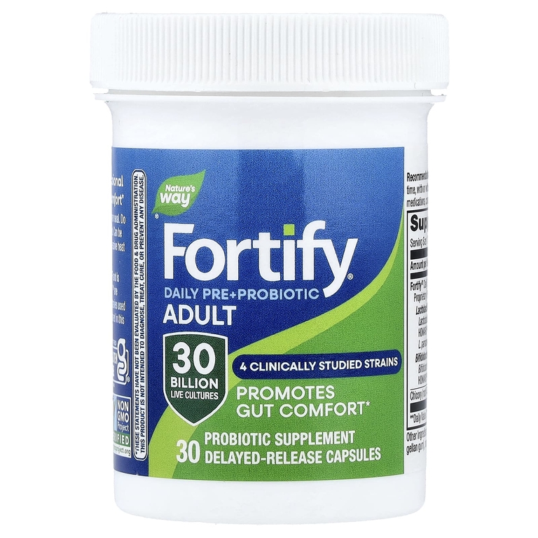 Nature's Way, Fortify®, ежедневные пребиотики и пробиотики, для взрослых, 30 капсул с отсроченным высвобождением