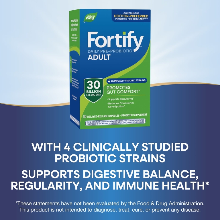 Nature's Way, Fortify®, ежедневные пребиотики и пробиотики, для взрослых, 30 капсул с отсроченным высвобождением