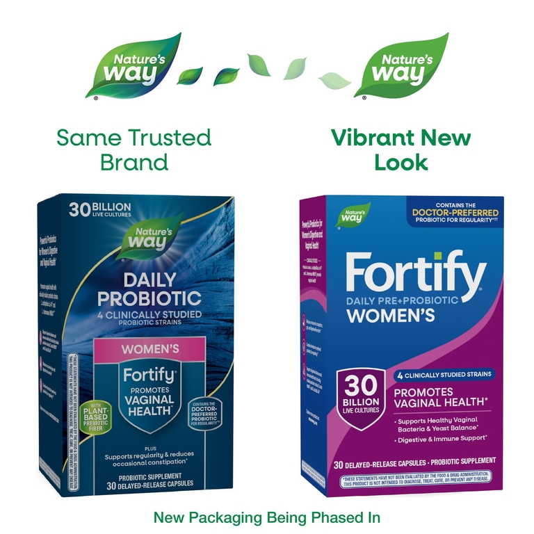 Nature's Way, Fortify®, ежедневные пребиотики и пробиотики для женщин, 30 миллиардов КОЕ, 30 капсул с отсроченным высвобождением
