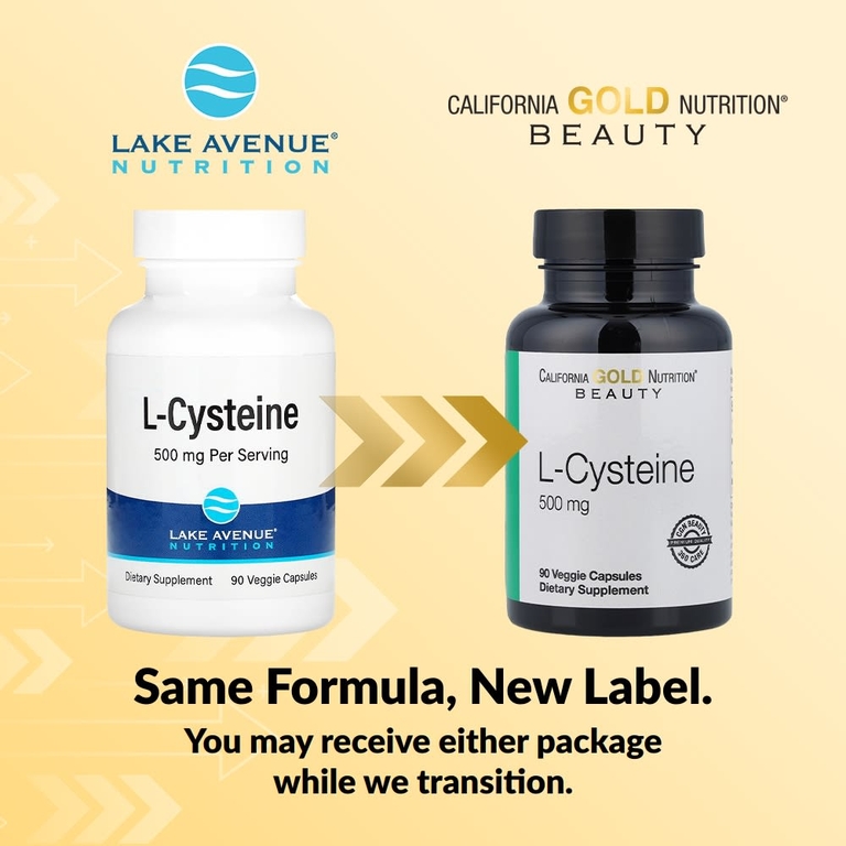 California Gold Nutrition, L-цистеин, 500 мг, 90 растительных капсул