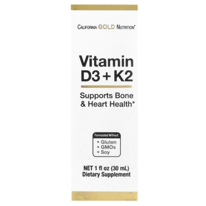 California Gold Nutrition, витамины D3 и K2 в виде MK4, 25 мкг (1000 МЕ), 30 мл (1 жидк. унция)
