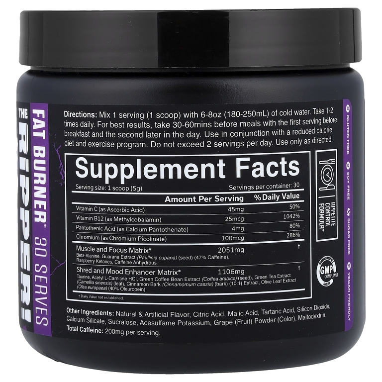 JNX Sports, Потрошитель! сжигатель жира, со вкусом темного винограда, 150 г (5,3 унции)