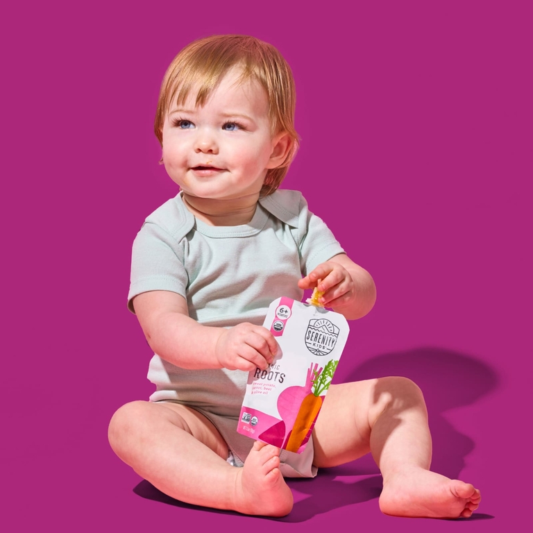 Serenity Kids, Органические корни, сладкий картофель, морковь, свекла и оливковое масло, от 6 месяцев, 3,5 унции (99 г) (Товар снят с продажи) 