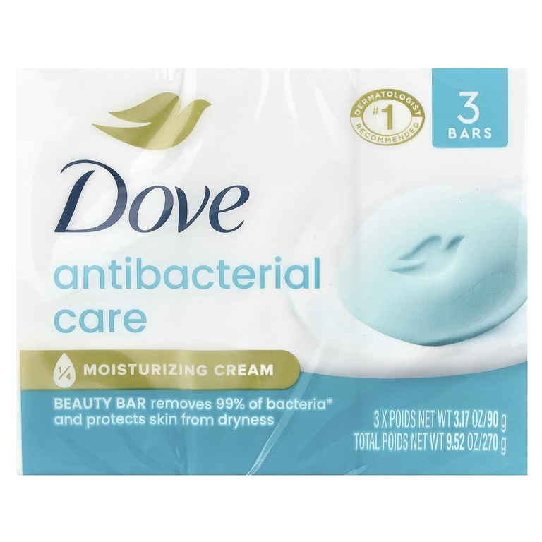 Dove, Care & Protect, антибактериальное косметическое мыло, 3 шт. по 90 г (3,17 унции)