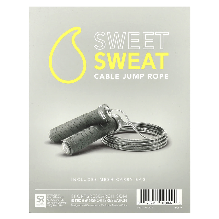 Sports Research, Sweet Sweat, канатная скакалка, черный, 1 скакалка