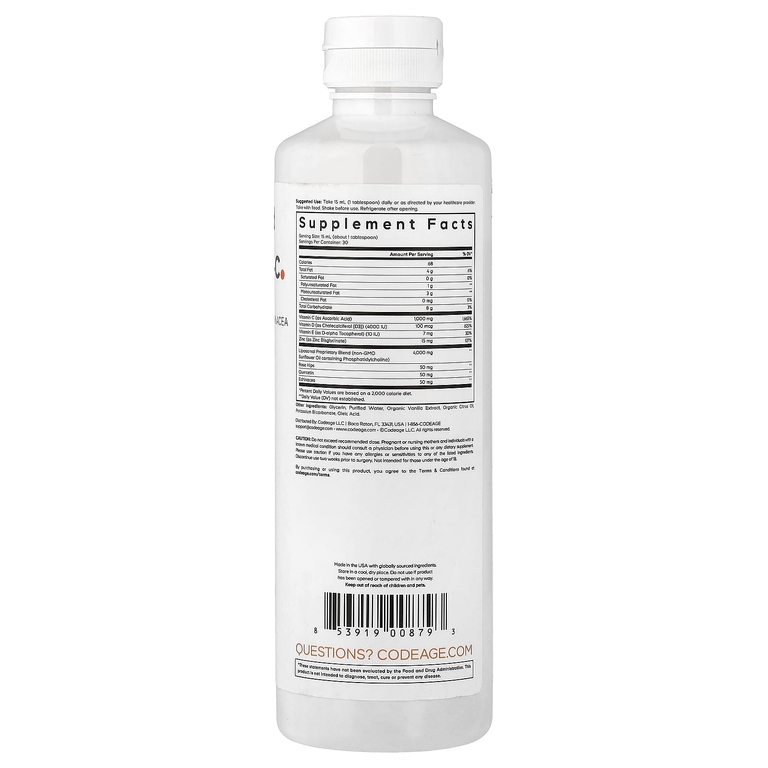 Codeage, Nanofood, Wonder-C, добавка с витамином C, со вкусом апельсина и мандарина, 450 мл (15,22 жидк. унции)