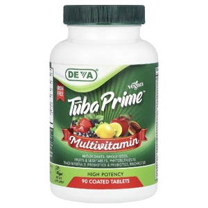 Deva, Vegan Tuba Prime ™, мультивитамины, без железа, высокая эффективность, 90 таблеток, покрытых оболочкой