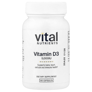 Vital Nutrients, Витамин D3, 5000 МЕ, 90 вегетарианских капсул