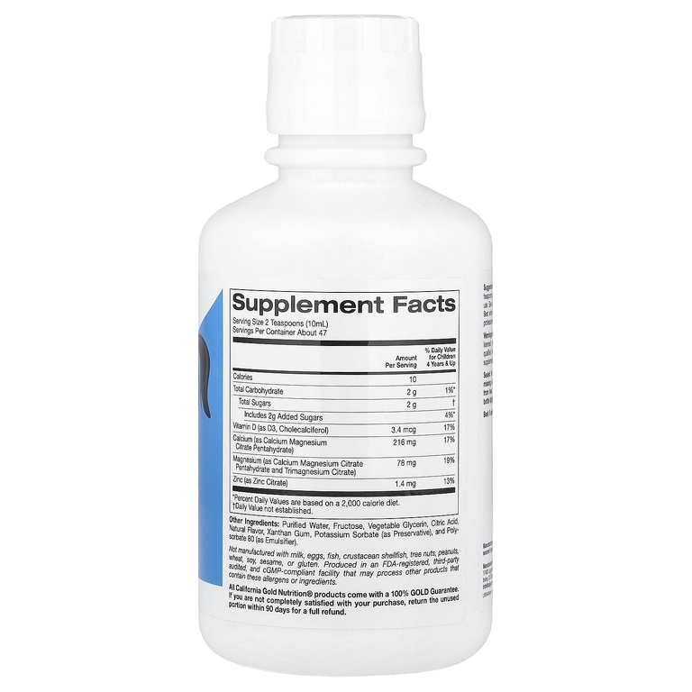 California Gold Nutrition, жидкий кальций для детей с магнием, витамином D и цинком, со вкусом апельсина, 473 мл