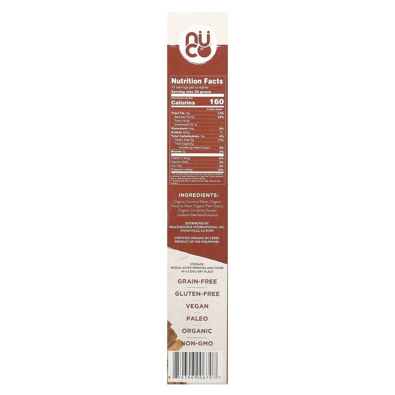 NUCO, Органическая корица и кокос, хлопья без злаков, 300 г (10,58 унции)