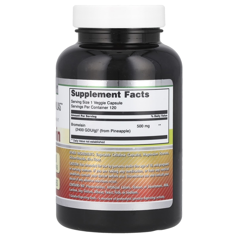 Amazing Nutrition, бромелаин, 500 мг, 120 растительных капсул