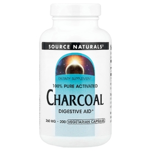 Source Naturals, 100% чистый активированный уголь, 260 мг, 200 капсул