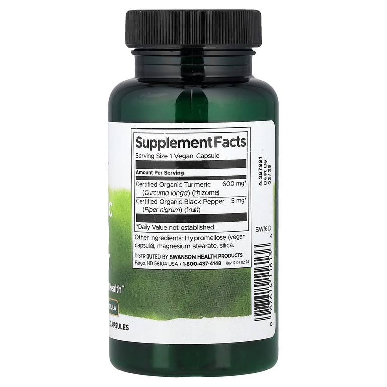 Swanson Vitamins, куркума и чёрный перец, 60 веганских капсул