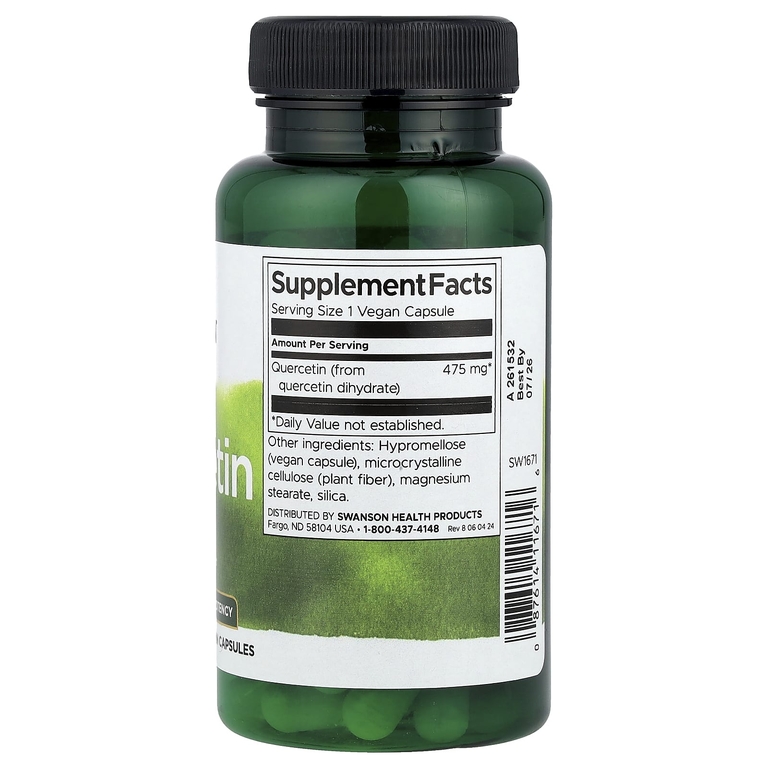 Swanson Vitamins, Кверцетин, 475 мг, 60 растительных капсул