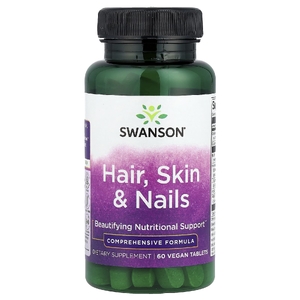 Swanson Vitamins, добавка для волос, кожи и ногтей, 60 веганских таблеток